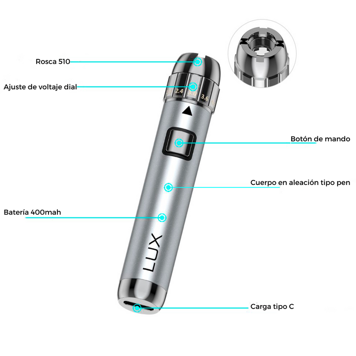 Batería para destilado Yocan Lux 510 Caracteristicas