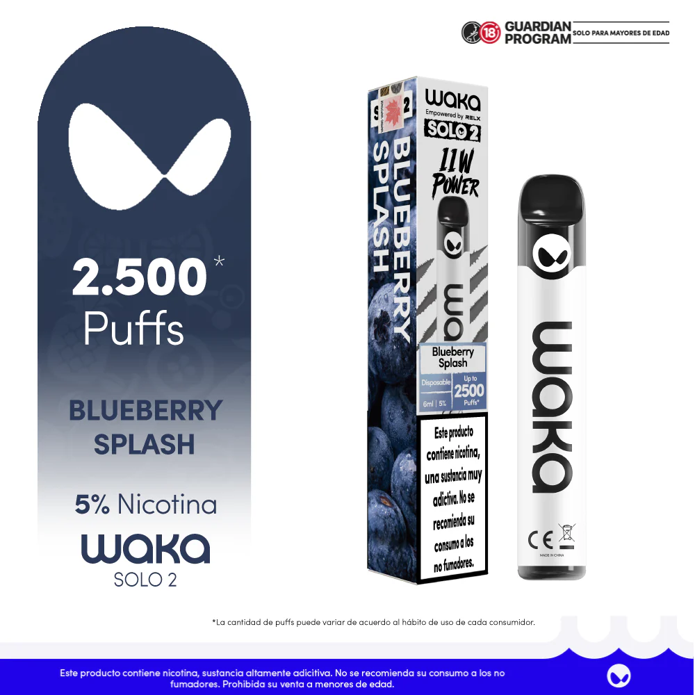 Vaporizador Waka Solo 2.0 - 2500 Puff 5% Nicotina