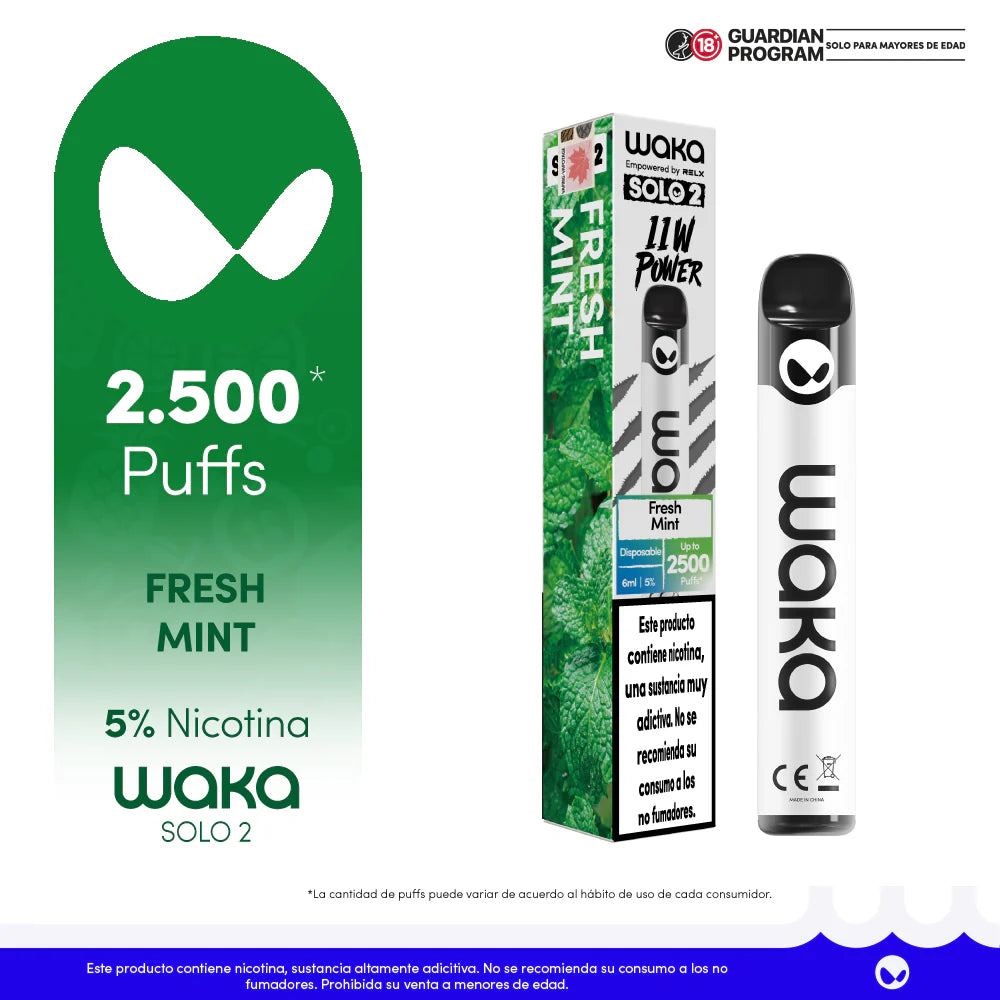 Vaporizador Waka Solo 2.0 - 2500 Puff 5% Nicotina