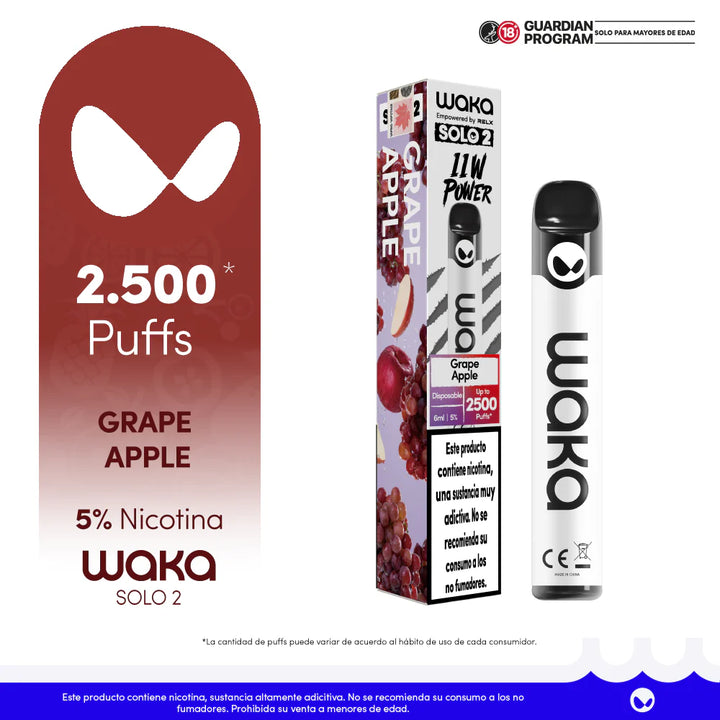 Vaporizador Waka Solo 2.0 - 2500 Puff 5% Nicotina