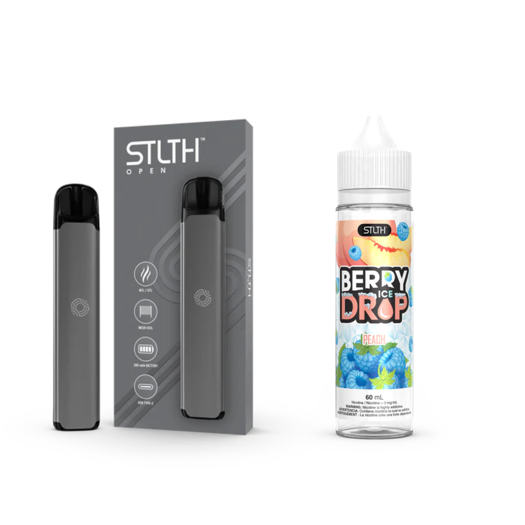 KIT STLTH VAPE OPEN + E-LIQUID BERRY DROP ICE