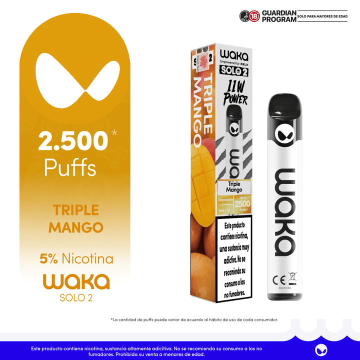 Vaporizador Waka Solo 2.0 - 2500 Puff 5% Nicotina