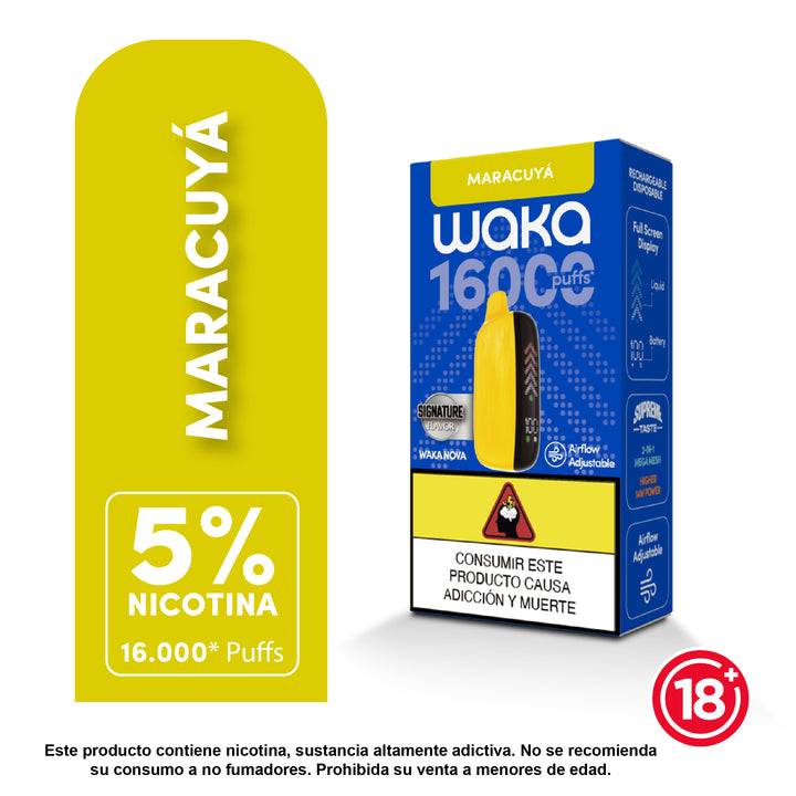 Vaporizador Waka sabor a maracuyá con 16000 caladas