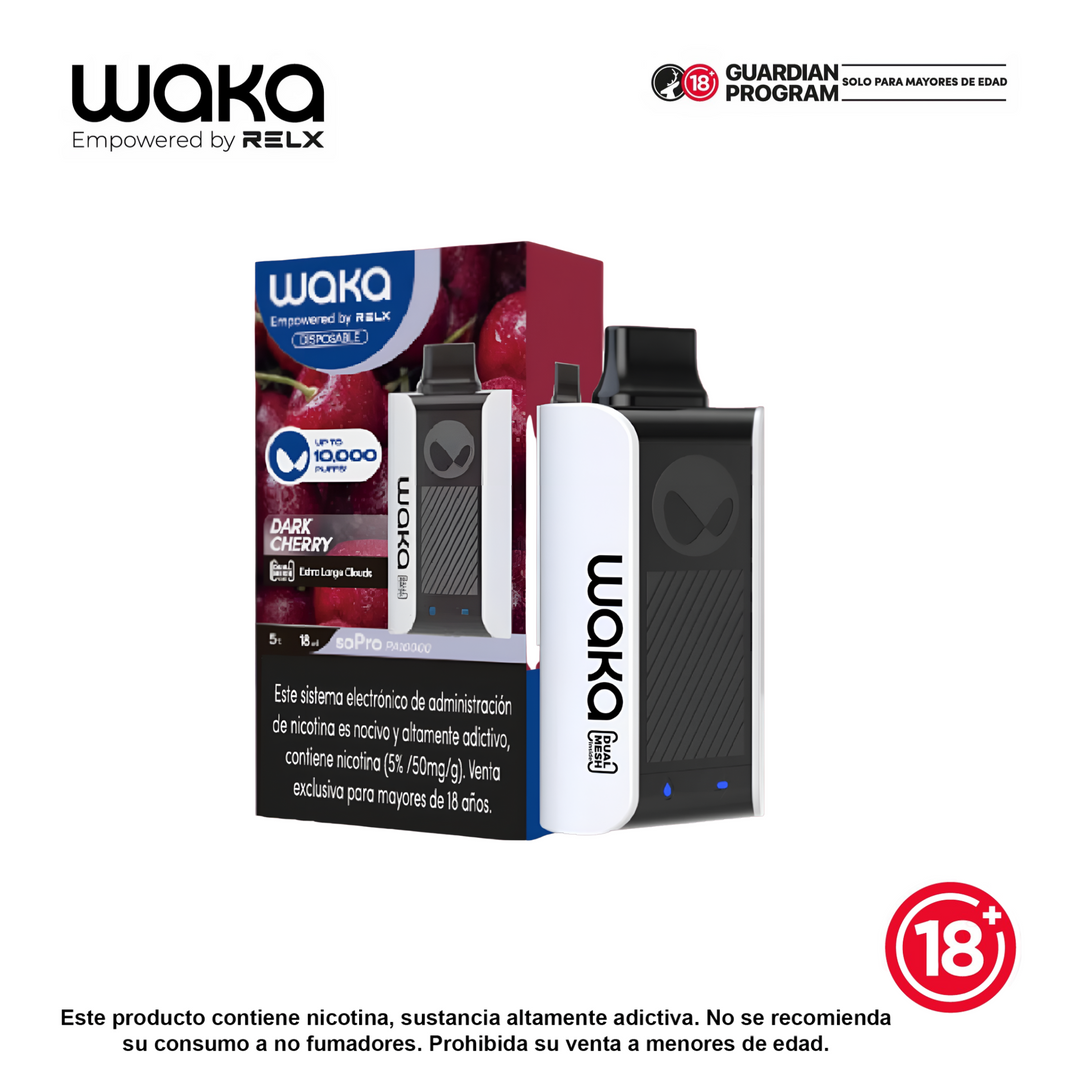 Vape WAKA soPro PA10000 10K puffs sabor Dark Cherry (cereza), dispositivo y empaque originales, recargable — Bloomamrt Colombia.