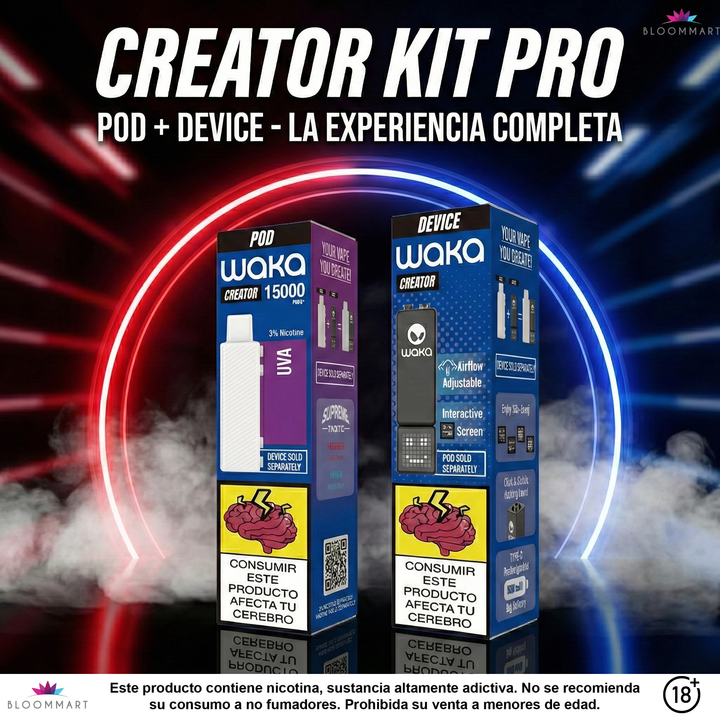 Kit de Inicio Waka Creator 15.000 Puffs + Batería (Sandía, Uva, Arándano)