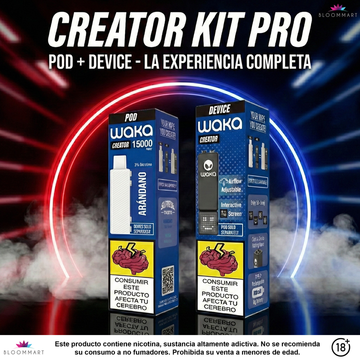 Kit de Inicio Waka Creator 15.000 Puffs + Batería (Sandía, Uva, Arándano)