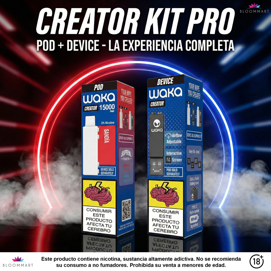 Kit de Inicio Waka Creator 15.000 Puffs + Batería (Sandía, Uva, Arándano)