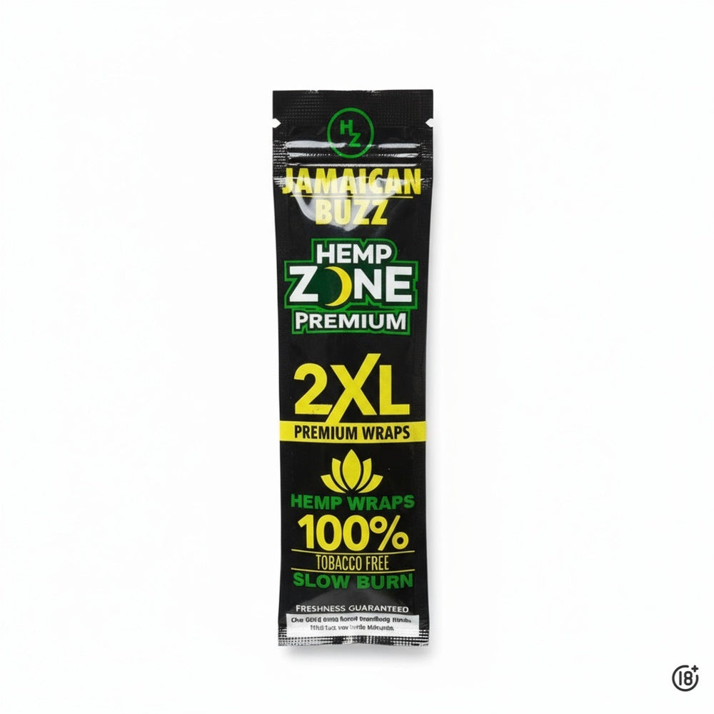 Wraps Hemp Zone Jamaican Buzz 2XL de combustión lenta, libres de tabaco y nicotina.
