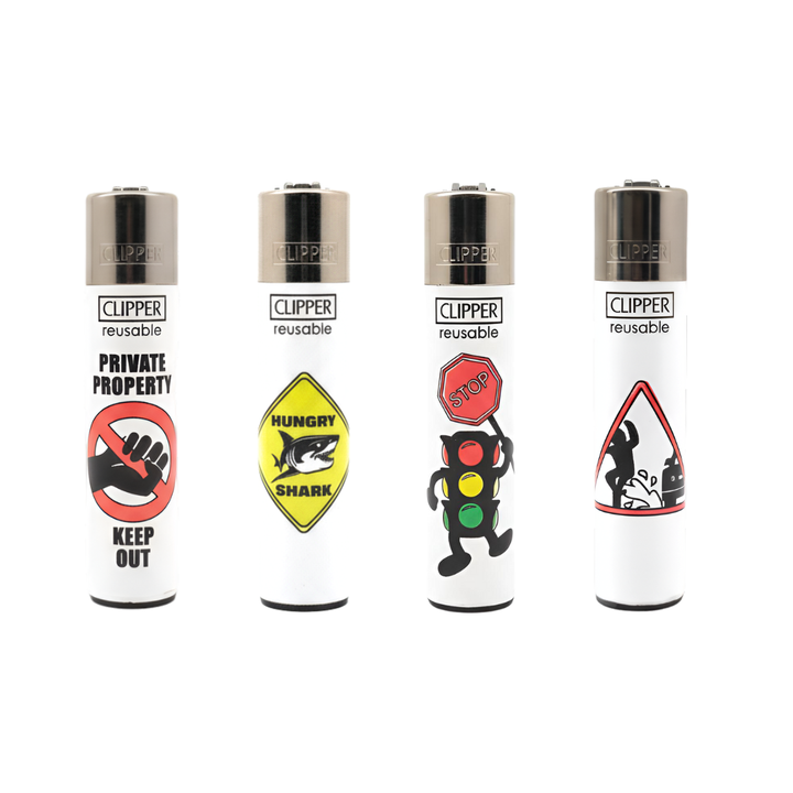 Colección Clipper Forbidden Signals con diseños exclusivos y cuerpo blanco metálico reutilizable.