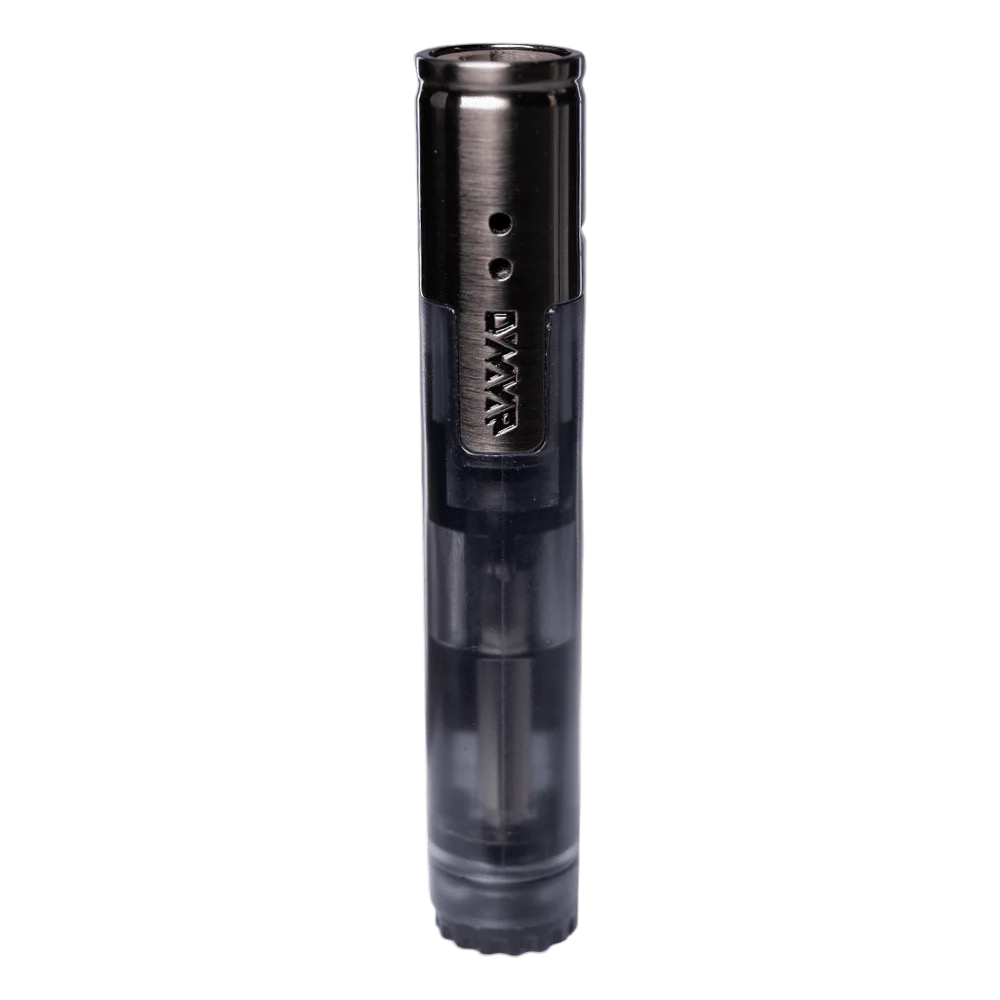 DynaTorch Single Flame vista frontal vertical mostrando logo DynaVap grabado, cuerpo translúcido y llama única para vaporizadores