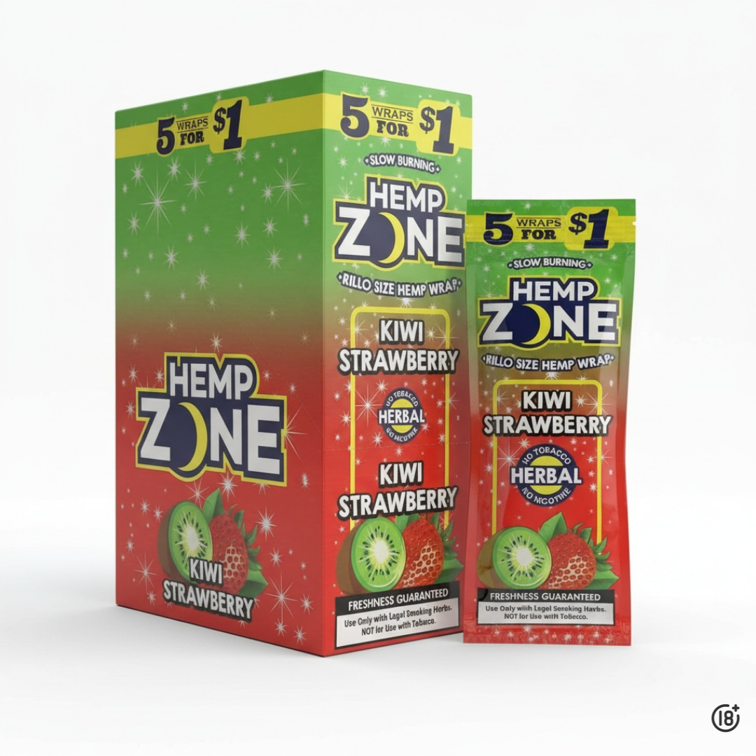 Blunts Hemp Zone Kiwi Strawberry con sabor frutal a fresa y kiwi, elaborados con cáñamo natural.