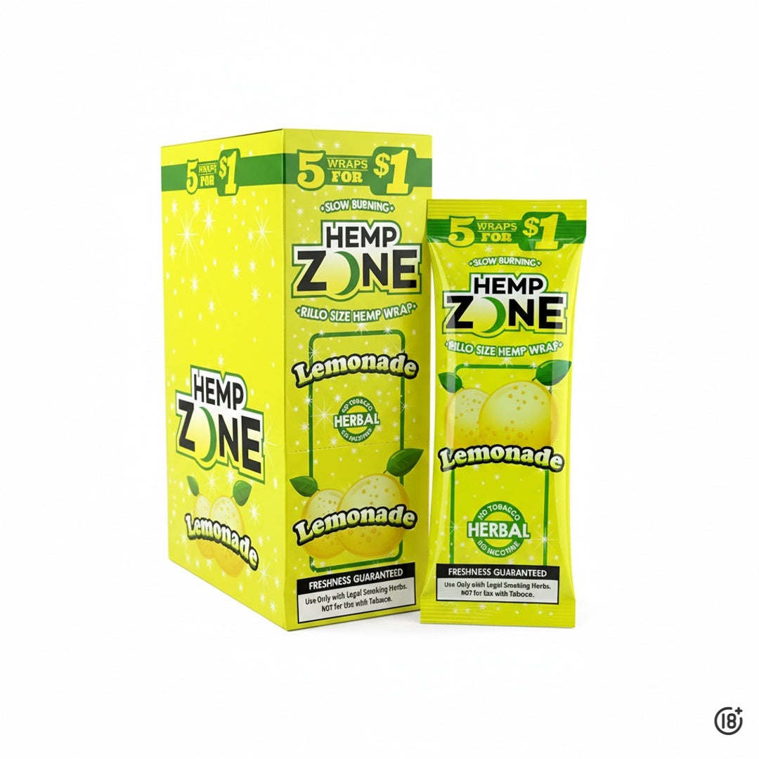 Blunts Hemp Zone Lemonade con sabor a limón refrescante, elaborados con cáñamo natural.