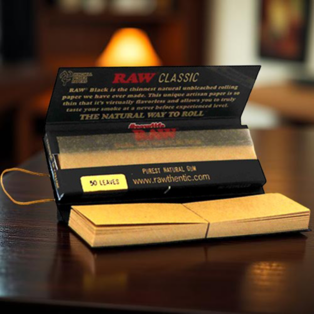 Librito RAW Black Connoisseur 1 1/4 abierto