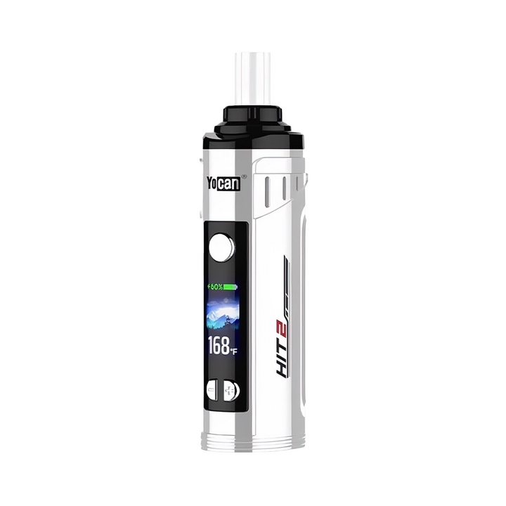 Vaporizador Yocan Hit 2 color blanco con pantalla LCD y diseño portátil para hierbas secas