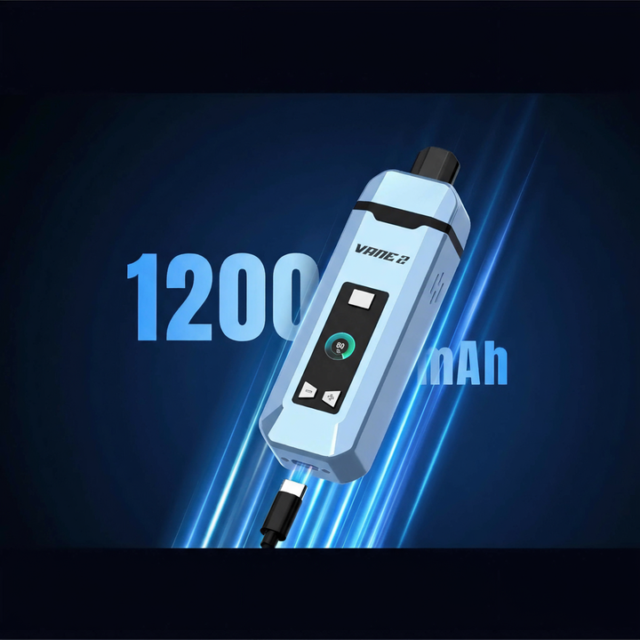 Vaporizador Yocan Vane 2 con batería de 1200mAh recargable vía USB-C.