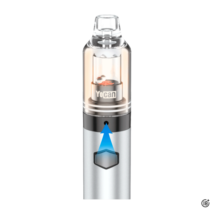 Yocan Orbit vaporizador para concentrados (dabs, wax, rosin) con copa de cuarzo sin resistencia, perlas terp giratorias y flujo de aire dirigido; batería 1700 mAh USB‑C.