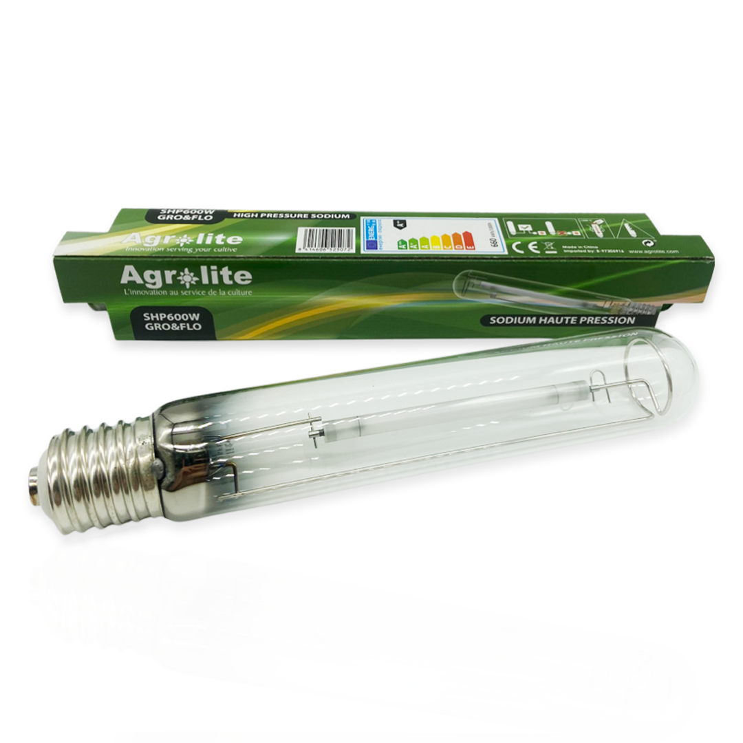 Bombilla de sodio agrolite de 600W. Ideal para plantas de marihuana.